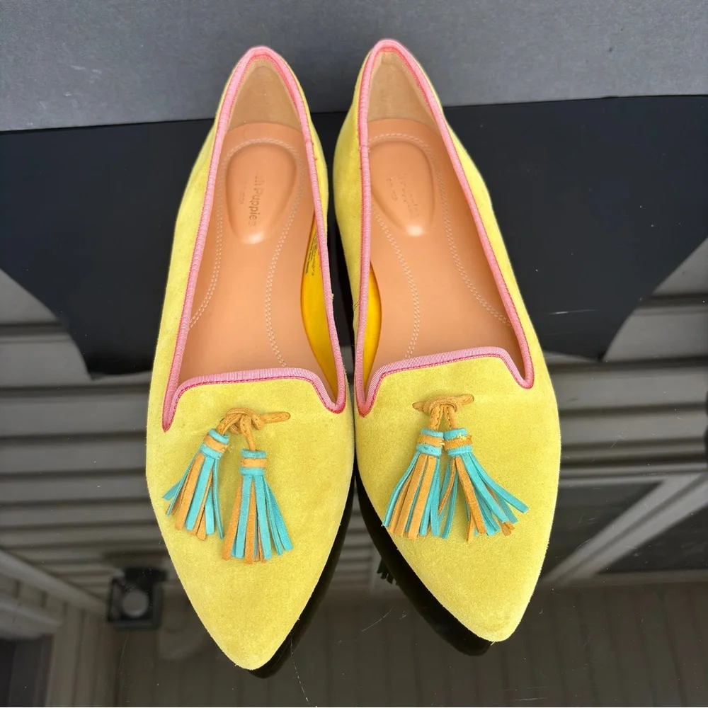 Hush Puppies Bounce Sadie Tassel Suede Slip On Yellow Size 9 - Picture 3 of 12